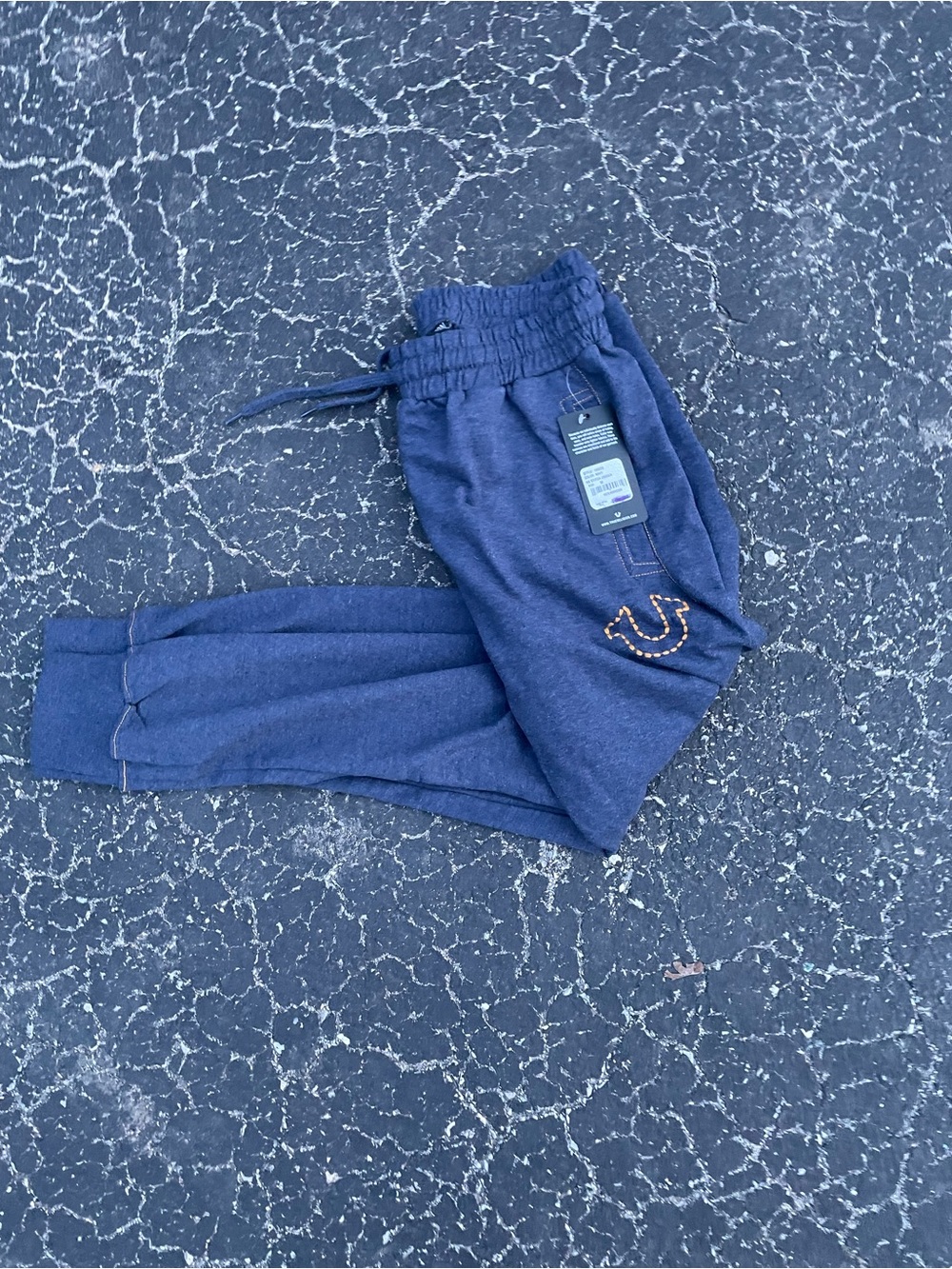 True Religion Boys' Navy Blue Jogger Sweatpants with Horseshoe Stitch